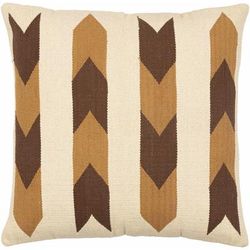 Almagro 22" Square Rustic Pillow Moroccan Plush Cotton Brown/Cream/Dark Brown/Dark Red Throw Pillow - Boutique Rugs
