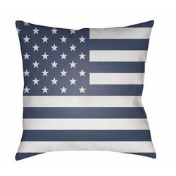 Moyross 18" Square Cottage Pillow plush flag Off White/Royal Denim/Gray/Slate/Neutral/Light Silver/Charcoal Outdoor Throw Pillow - Boutique Rugs