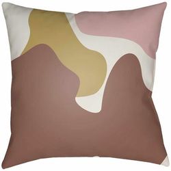 Nagrumbuan 20" Square Modern Pillow plush Dusty Pink/Ivory/Medium Brown/Metallic Gold Outdoor Throw Pillow - Boutique Rugs