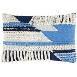 Lacaron 14"L x 22"W Pillow Moroccan Plush Cotton Blue/Navy/White Lumbar Pillow - Boutique Rugs