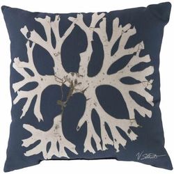 Cahir 18" Square Coastal Pillow plush Light Beige/Navy/Peach Outdoor Throw Pillow - Boutique Rugs