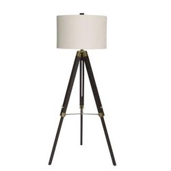 Espresso Wood & Metal 60" Floor Lamp by Fangio Lighting in Brass