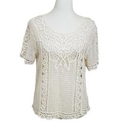 Anthropologie Tops | Anthro Dulcie Crocheted Top | Color: Cream | Size: M