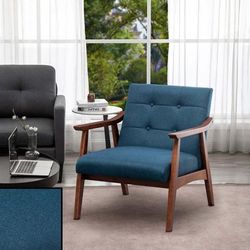 Take a Seat Natalie Accent Chair in Dark Blue Fabric/Espresso