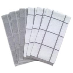 Solid And Check Parquet Kitchen Towel, Six Pack by T-fal in Gray