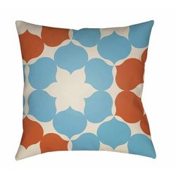 Sanghan 18" Square Modern Pillow plush Aqua/Ivory/Orange Outdoor Throw Pillow - Boutique Rugs