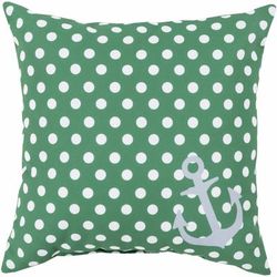 Moone 20" Square Coastal Pillow plush Emerald/Medium Gray/Off White/Light Green Outdoor Throw Pillow - Boutique Rugs