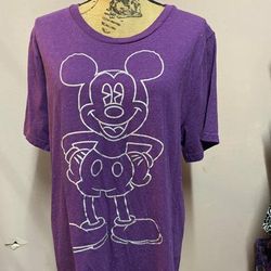 Disney Tops | Disney Mickey Mouse Purple With Sparkles Short Sleeve Top; | Color: Purple/Silver | Size: Xl