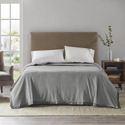 True North by Sleep Philosophy 100% Polyester Solid Micro Fleece Blanket in Grey - Olliix TN51-0477