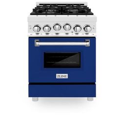 "ZLINE 24" 2.8 cu. ft. Range with Gas Stove and Gas Oven in Stainless Steel and Blue Gloss Door (RG-BG-24) - ZLINE Kitchen and Bath RG-BG-24"