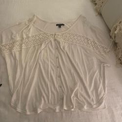American Eagle Outfitters Tops | American Eagle Boho Top Size Xl | Color: Cream/White | Size: Xl