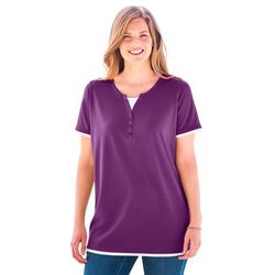 Plus Size Women's Layered-Look Tee by Woman Within in Plum Purple (Size 22/24) Shirt