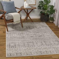 Akdiken 9'2" x 12' Updated Moroccan Farmhouse Natural Gray/Cloud Gray/Smoke/Gray/Neutral/Light Gray/Medium Gray/Charcoal Area Rug - Hauteloom