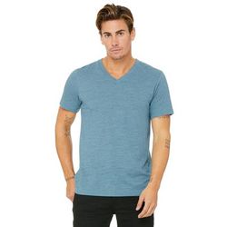 Bella + Canvas 3655C Textured Jersey V-Neck T-Shirt in Denim Slub size XL 3655, BC3655