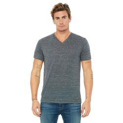 Bella + Canvas 3655C Textured Jersey V-Neck T-Shirt in Charcoal Marble size XS 3655, BC3655