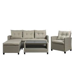 Boardwalk Transitional 4-Piece Outdoor Sectional Seating Set in Pelican Gray - Progressive Furniture I729-27/28/29