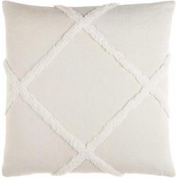 Noud 18" Square Modern Pillow plush solid Cotton Cream Throw Pillow - Boutique Rugs