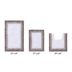 Torrent Border Bath Rug Mat, 3 Piece Set, (17" X 24" | 20" X 20" | 21" X 34") by Better Trends in Beige
