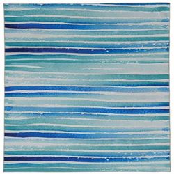 Washable Janna Ivory/Blue Rug by Linon Home Décor in Ivory