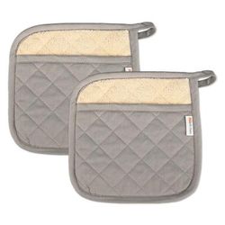 Solid Twill Potholder, Set 2 by Mu Kitchen in Nickel Gray