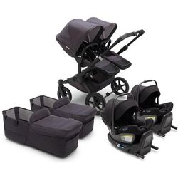 Bugaboo Donkey 5 + Turtle Air Mineral Twin Travel System Bundle - Black / Washed Black / Black