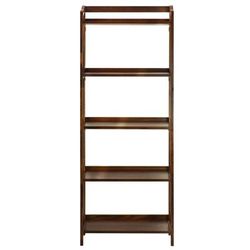 Stratford 5-Shelf Folding Bookcase-Warm Brown by Casual Home in Brown