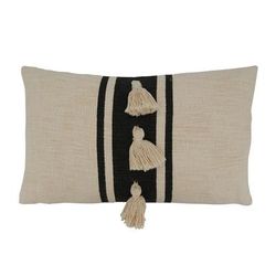 Striped Tassel Pillow Cover - Saro Lifestyle 5004.BK1220BC