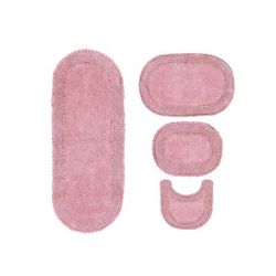 Double Ruffle 4 Piece Set Bath Rug Collection by Home Weavers Inc in Pink