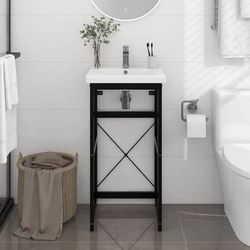 vidaXL Struttura per Lavabo da Bagno Nera 40x38x83 cm in Ferro