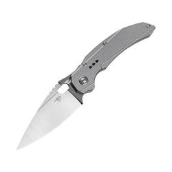 Bestech Knives Exploit Framelock Folding Knife 3.13" satin finish S35VN stainless blade Gray stonewash finish titanium handle BT2005A