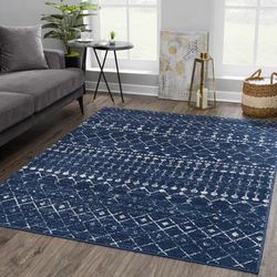 Tigris TGS-2335 7'10" Round Contemporary,Transitional Ivory/Blue/Gray/Navy/Blue/Gray Area Rug - Hauteloom