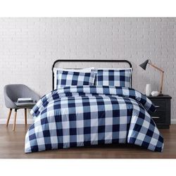 Everyday Buffalo Plaid Duvet Cover Set by Truly Soft in Navy White (Size FL/QUE)