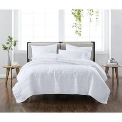 Heritage Solid Quilt Set by Cannon in White (Size FL/QUE)
