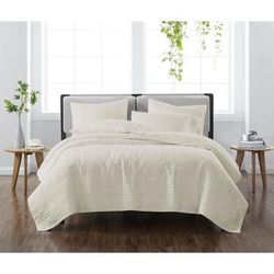 Heritage Solid Quilt Set by Cannon in Ivory (Size FL/QUE)