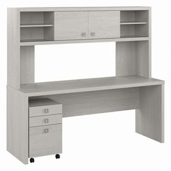 Bush Business Furniture Echo 72W Computer Desk with Hutch and 3 Drawer Mobile File Cabinet in Gray Sand - ECH048GS