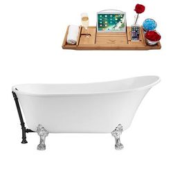 "55" Streamline N343CH-BL Clawfoot Tub and Tray With External Drain - Streamline N343CH-BL"