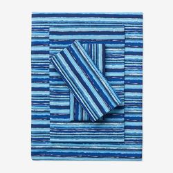 BH Studio Microfiber Printed Sheet Set by BH Studio in Blue Stripe (Size QUEEN)