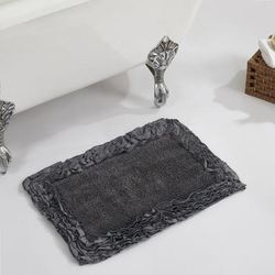 Shaggy Border Bath Rug Mat, 17" X 24" by Better Trends in Gray