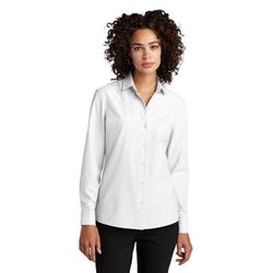 Mercer+Mettle MM2001 Women's Long Sleeve Stretch Woven Shirt in White size Medium | Cotton/Polyester/Spandex