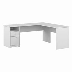 Bush Furniture Cabot 72W L Shaped Computer Desk with Drawers in White - Bush Furniture CAB051WHN