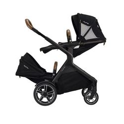 Nuna DEMI Grow Double Stroller with Aire Protect Canopy + Classic Canopy - Caviar