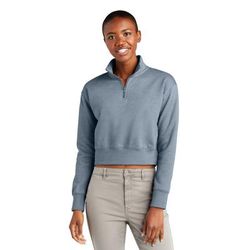 District DT6111 Women's V.I.T. Fleece 1/2-Zip T-Shirt in Flint Blue Heather size 4XL | Cotton/Polyester Blend