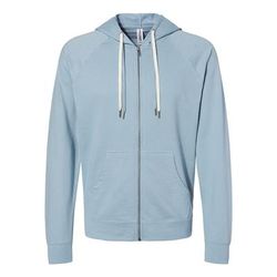 Independent Trading Co. SS1000Z Icon Lightweight Loopback Terry Full-Zip Hooded Sweatshirt in Misty Blue size Medium | Cotton/Polyester Blend