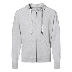 Independent Trading Co. SS1000Z Icon Lightweight Loopback Terry Full-Zip Hooded Sweatshirt in Heather size Small | Cotton/Polyester Blend