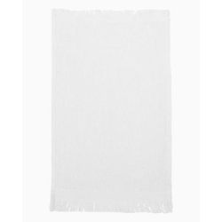 Q-Tees T100 Fringed Fingertip Towel in White | Cotton