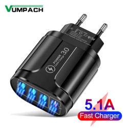 Vumpac – chargeur rapide USB 48W QC 3.0 Charge murale pour iPhone 12 11 Samsung Xiaomi Mobile 4