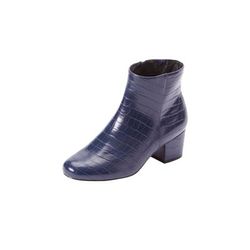 Wide Width Women's The Sidney Bootie by Comfortview in Navy Croco (Size 8 1/2 W)