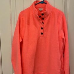 J. Crew Sweaters | J Crew Xl Pink Fleece 1/4 Button Up | Color: Pink | Size: Xl