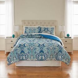 BH Studio 3-Pc. Microfiber Comforter Set by BH Studio in Peacock (Size QUEEN) Paisley Bedding