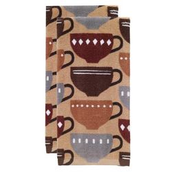 Fiber Reactive Print Kitchen Towels, Set Of 2 Towel by T-fal in Coffee